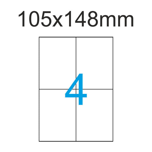Etiketten 105 x 148 mm auf DIN A4 Bogen Selbstklebend Aufkleber Weiß