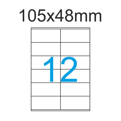 1200 Etiketten 105 x 48 mm auf DIN A4 Bogen Selbstklebend - 100 Blatt - Weiß