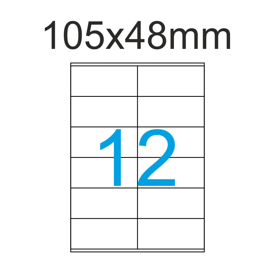 2400 Etiketten 105 x 48 mm auf DIN A4 Bogen Selbstklebend - 200 Blatt - Weiß