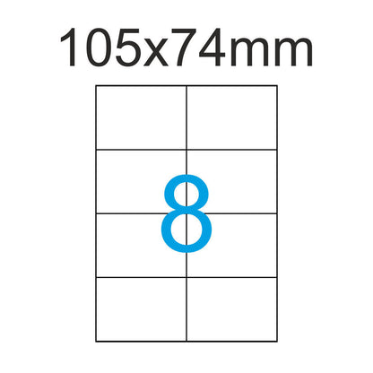 1600 Etiketten 105 x 74 mm auf DIN A4 Bogen Selbstklebend - 200 Blatt - Weiß