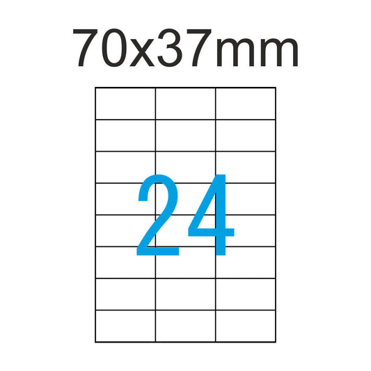 600 Etiketten 70 x 37 mm auf DIN A4 Bogen Selbstklebend - 25 Blatt - Weiß